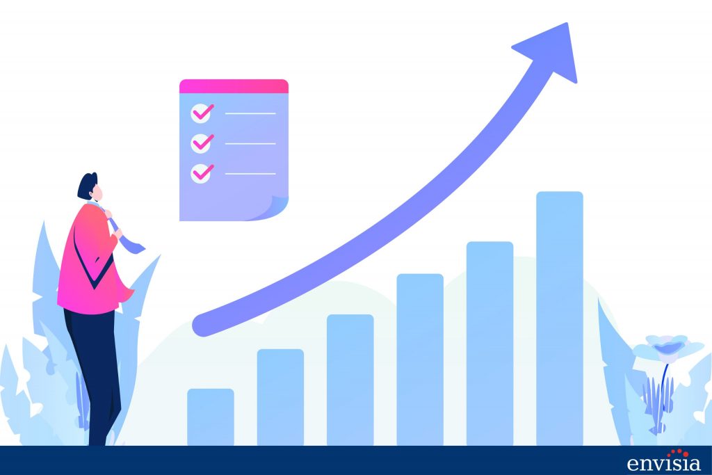 Checklist with an upward arrow, symbolizing the importance of validated criteria for effective 360-degree feedback.